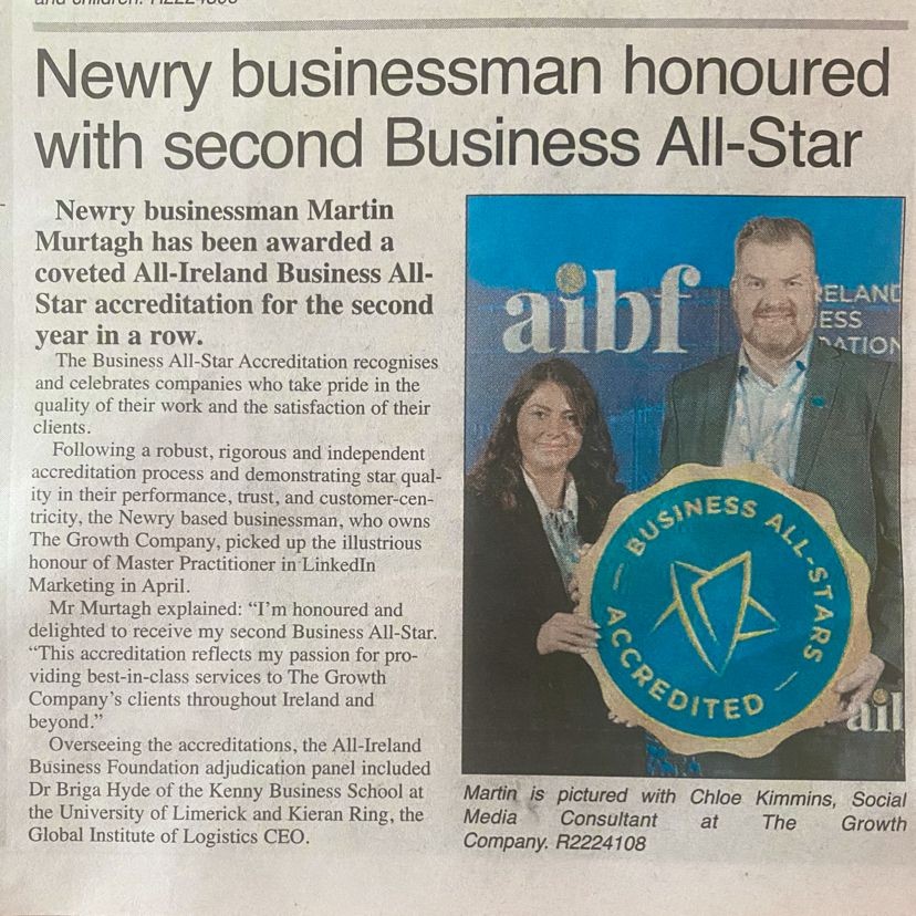 Newspaper feature: Newry businessman Martin Murtagh honoured with second Business All-Star